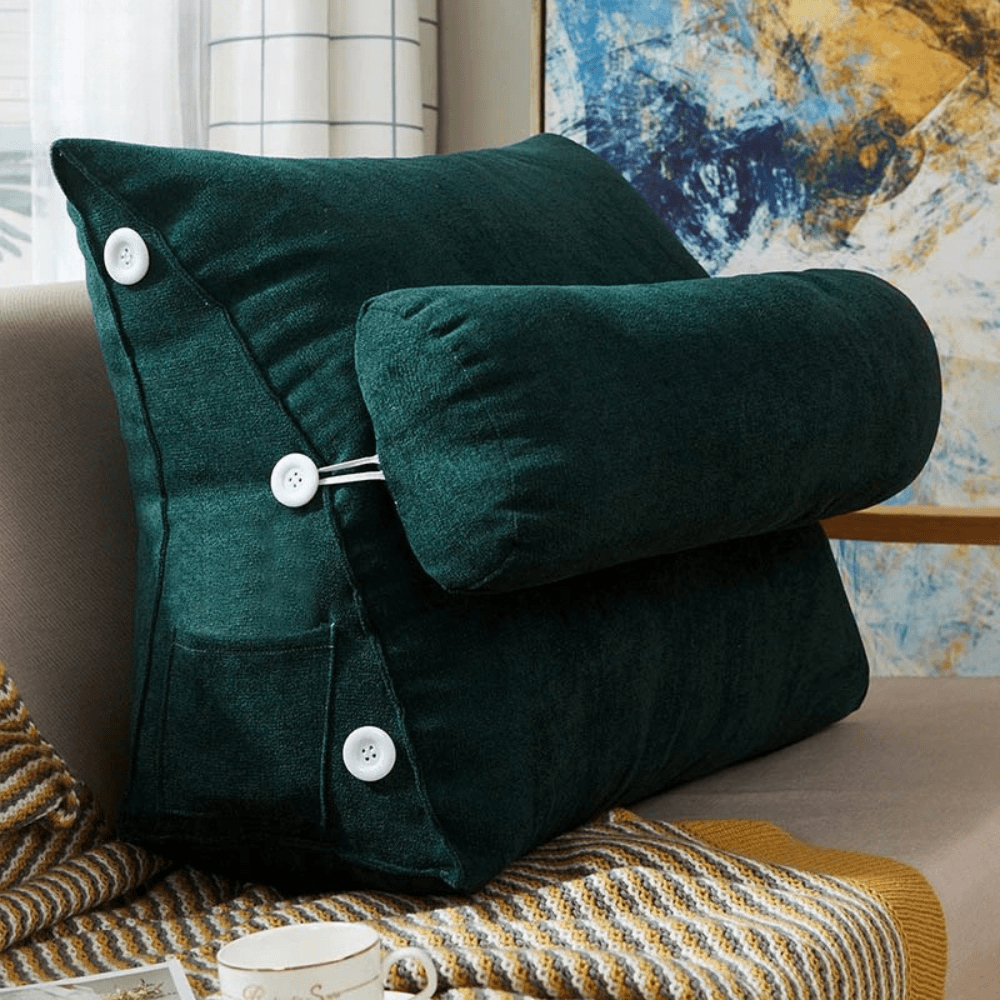 PDL® - Coussin de lecture pour lit en peluche douce Vert