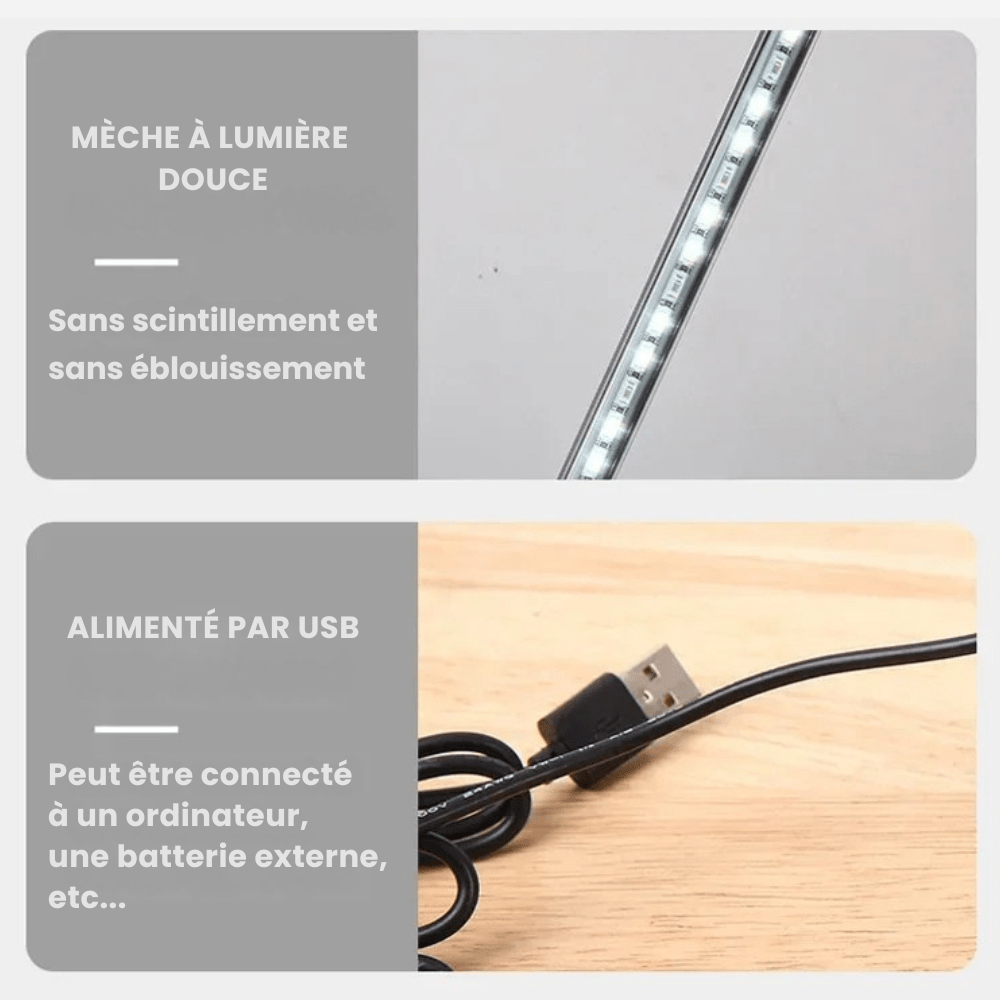 PDL® - Lampe de lecture à pince LED pour chambre et bureau Noir