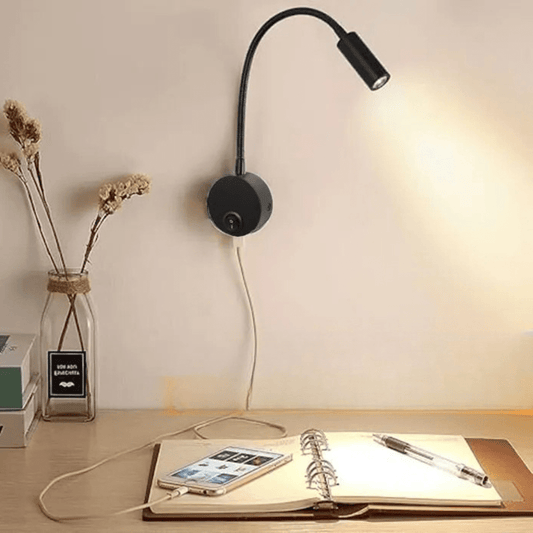 PDL® - Lampe de lecture murale LED 3000K pour lit et bureau Noir