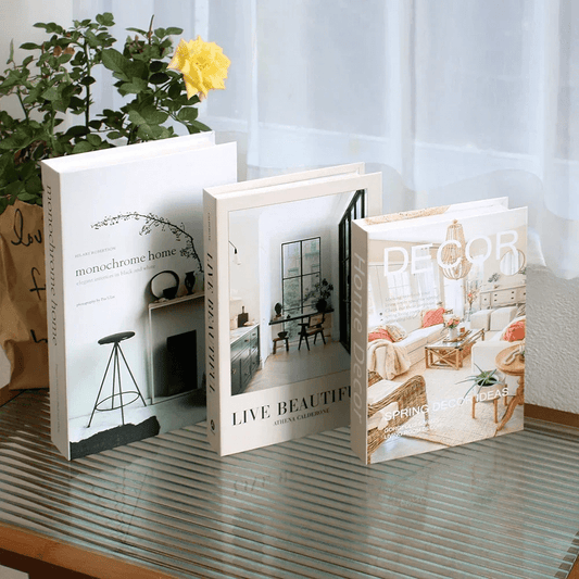 PDL® - Lot de 3 faux livres décoratifs luxe pour salon 1