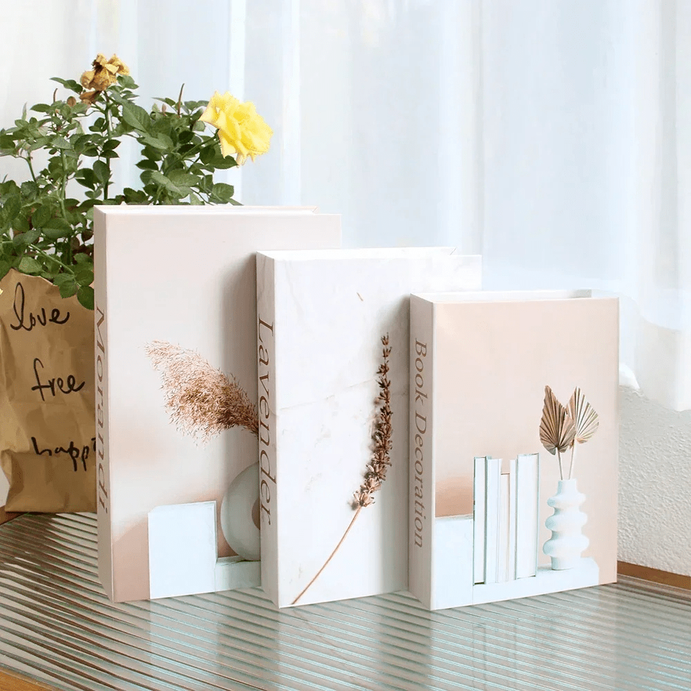 PDL® - Lot de 3 faux livres décoratifs luxe pour salon 2