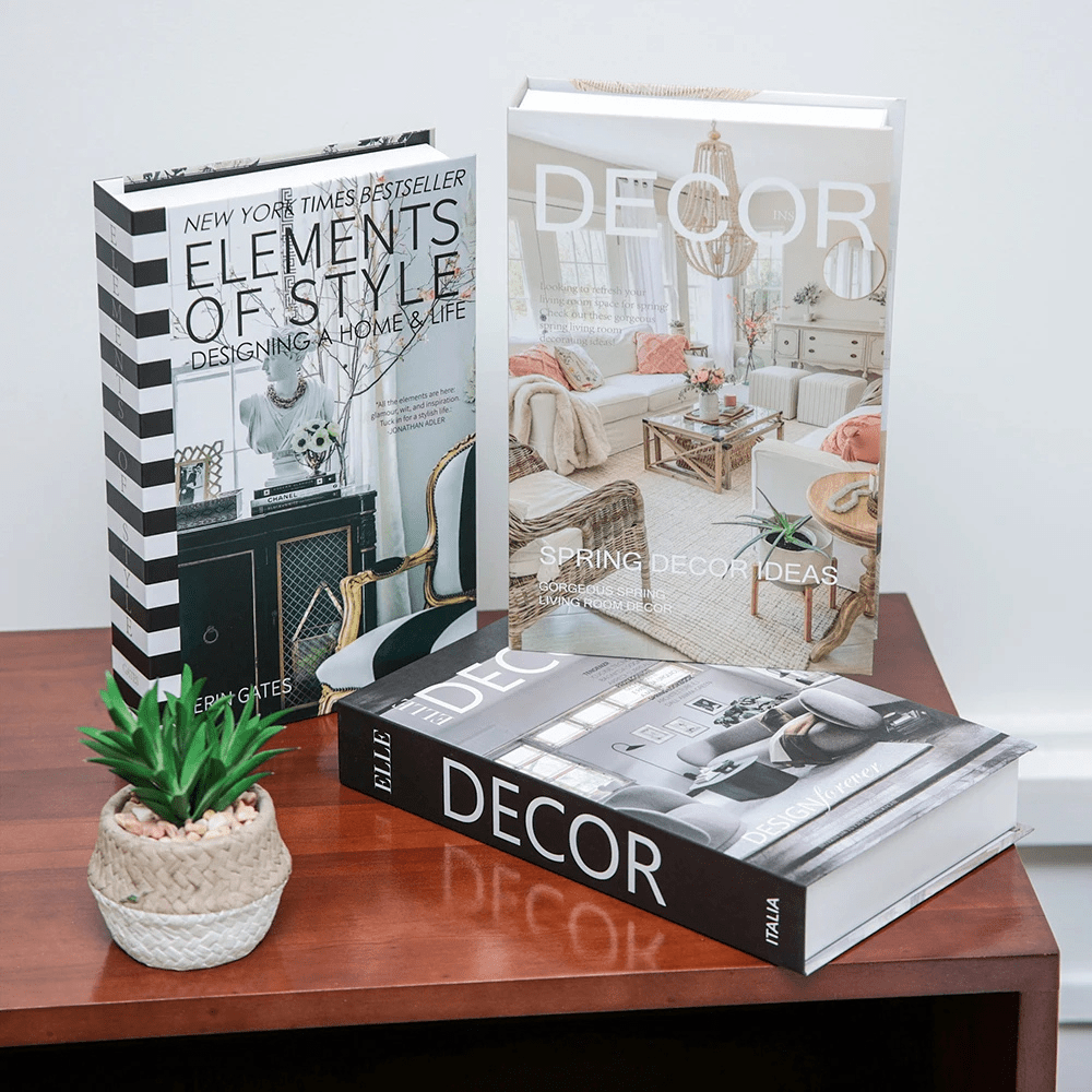 PDL® - Lot de 3 faux livres décoratifs luxe pour salon 8