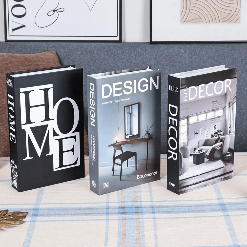 PDL® - Lot de 3 faux livres décoratifs luxe pour salon 9